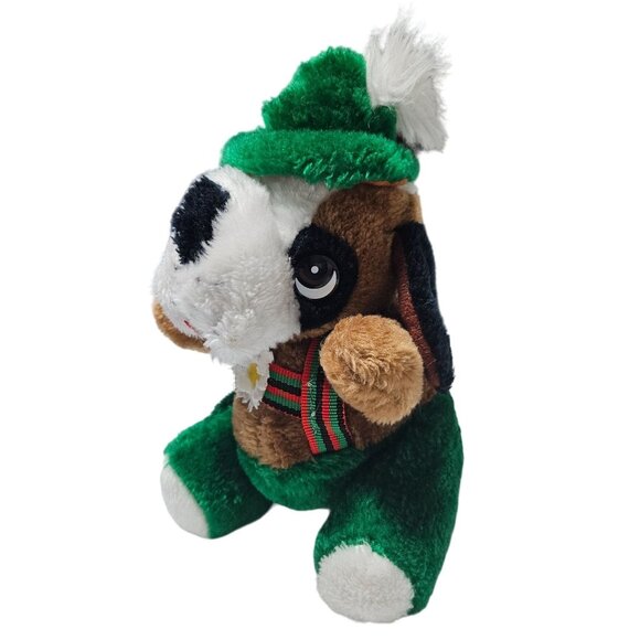 Vintage 80s Alpine King Oktoberfest German St Bernard 9 inch Stiff Plush Green - Picture 1 of 7